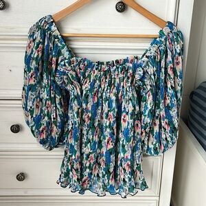 GANNI Georgette Top Smocked